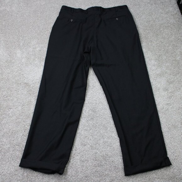 LAUREN Ralph Lauren Pants Mens 38x32 Black Wool/Cashmere Flat Front Cuffed - Picture 6 of 12